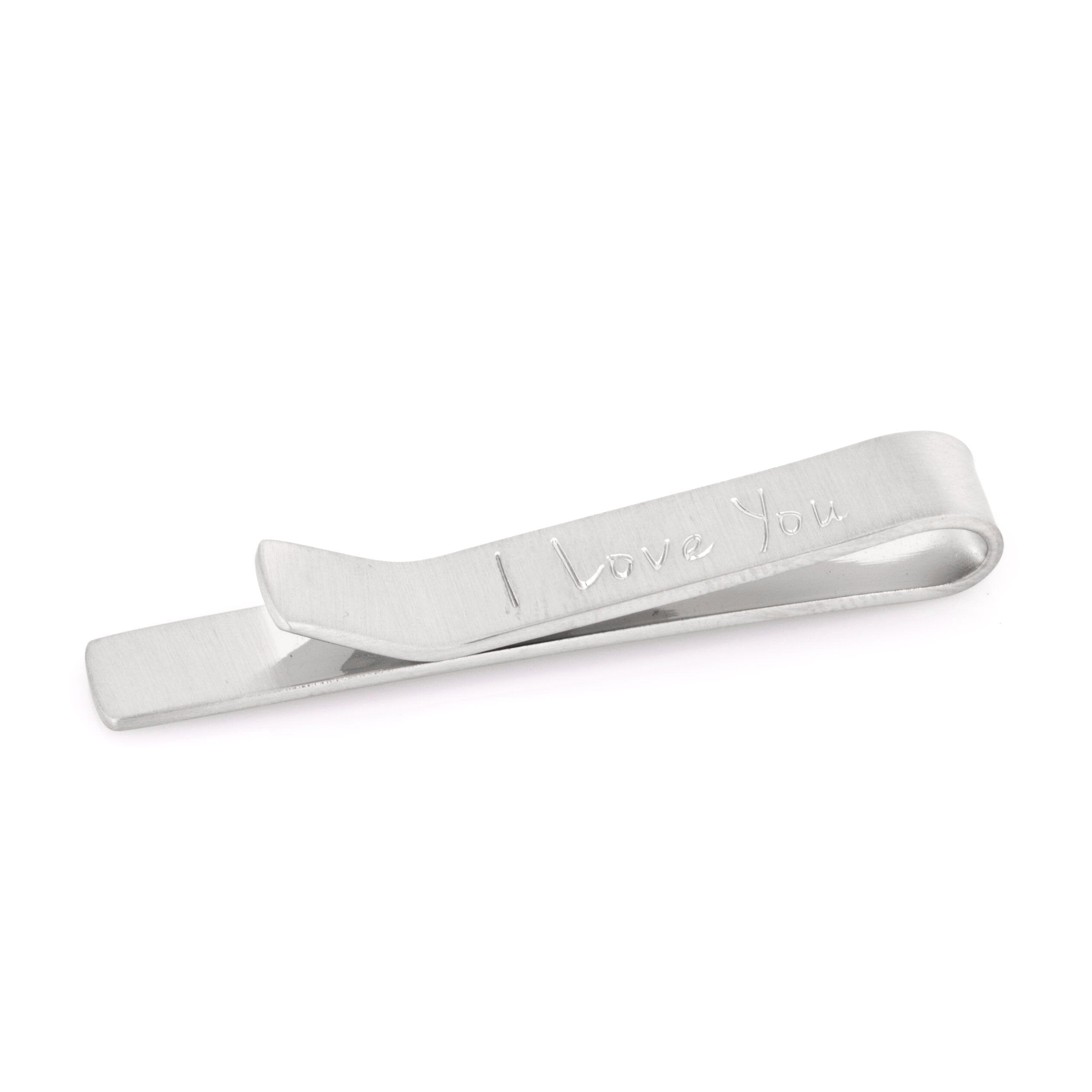 Brushed Silver I Love You Engraved Tie Clip Tie Clips Clinks 
