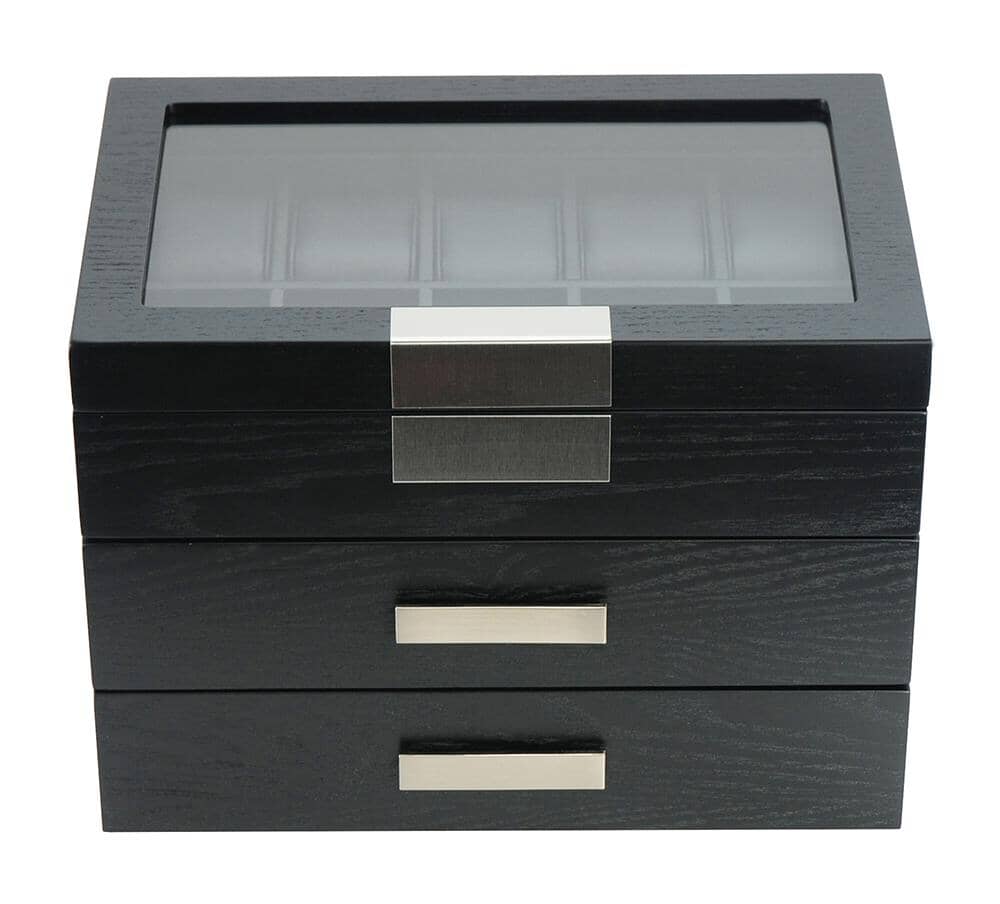 Black Wooden Watch Box for 30 watches Watch Boxes Clinks 