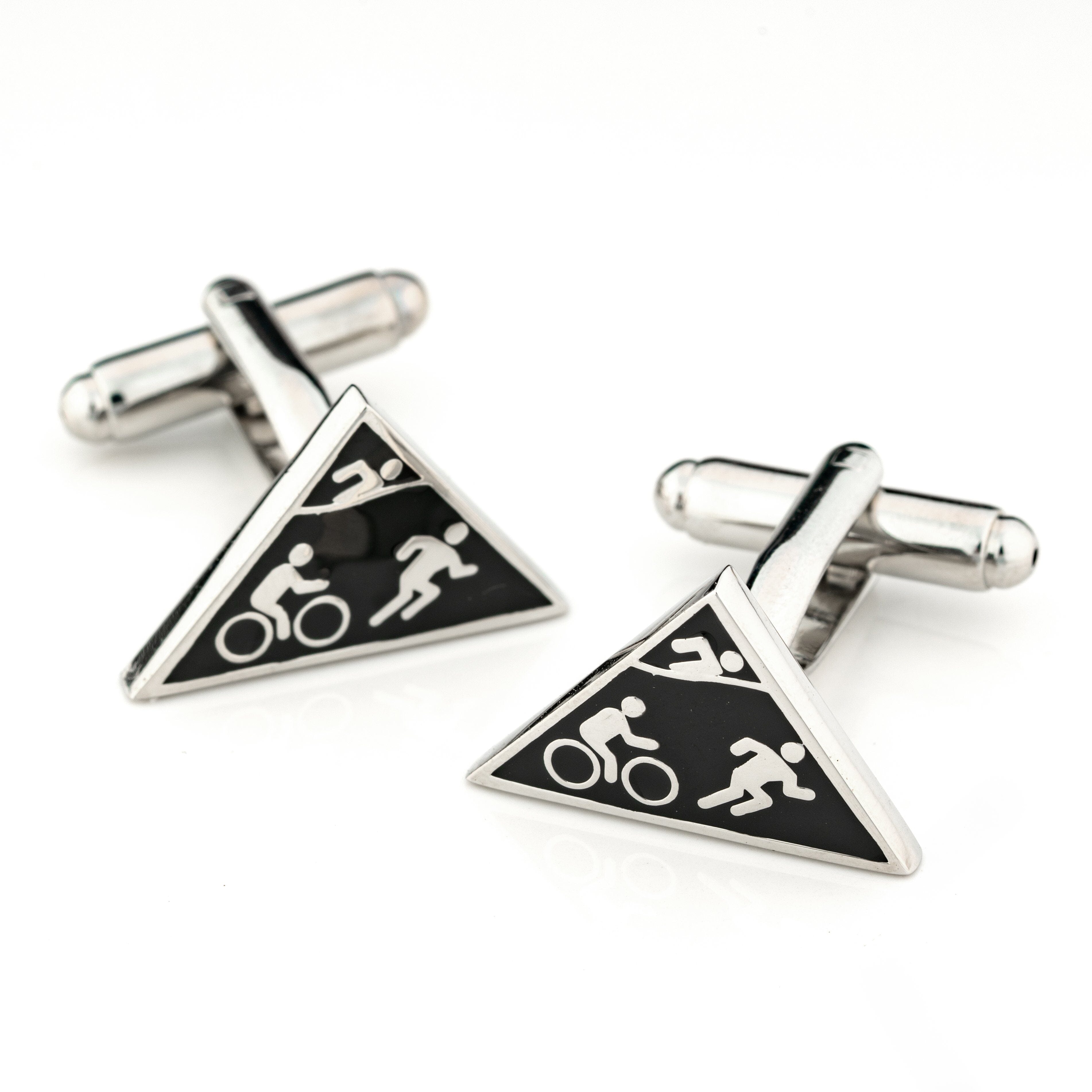 Triathlon Cufflinks Black Silver Novelty Cufflinks Clinks Australia Triathlon Cufflinks Black Silver 