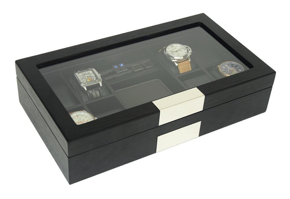Black Wooden Watch Box for 8 Watches+ Organiser Watch Boxes Clinks 