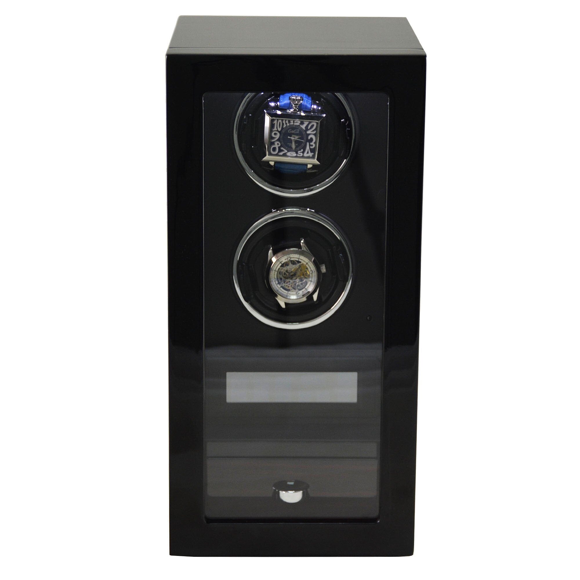 Yarra Duo Watch Winder for 2 + Drawer with Fingerprint Lock Watch Winder Boxes Clinks 