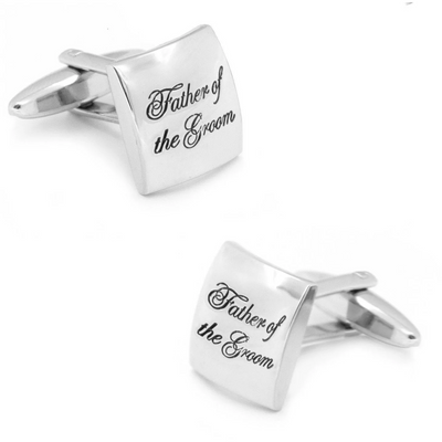 Father of the Groom Curved Wedding Silver Cufflinks