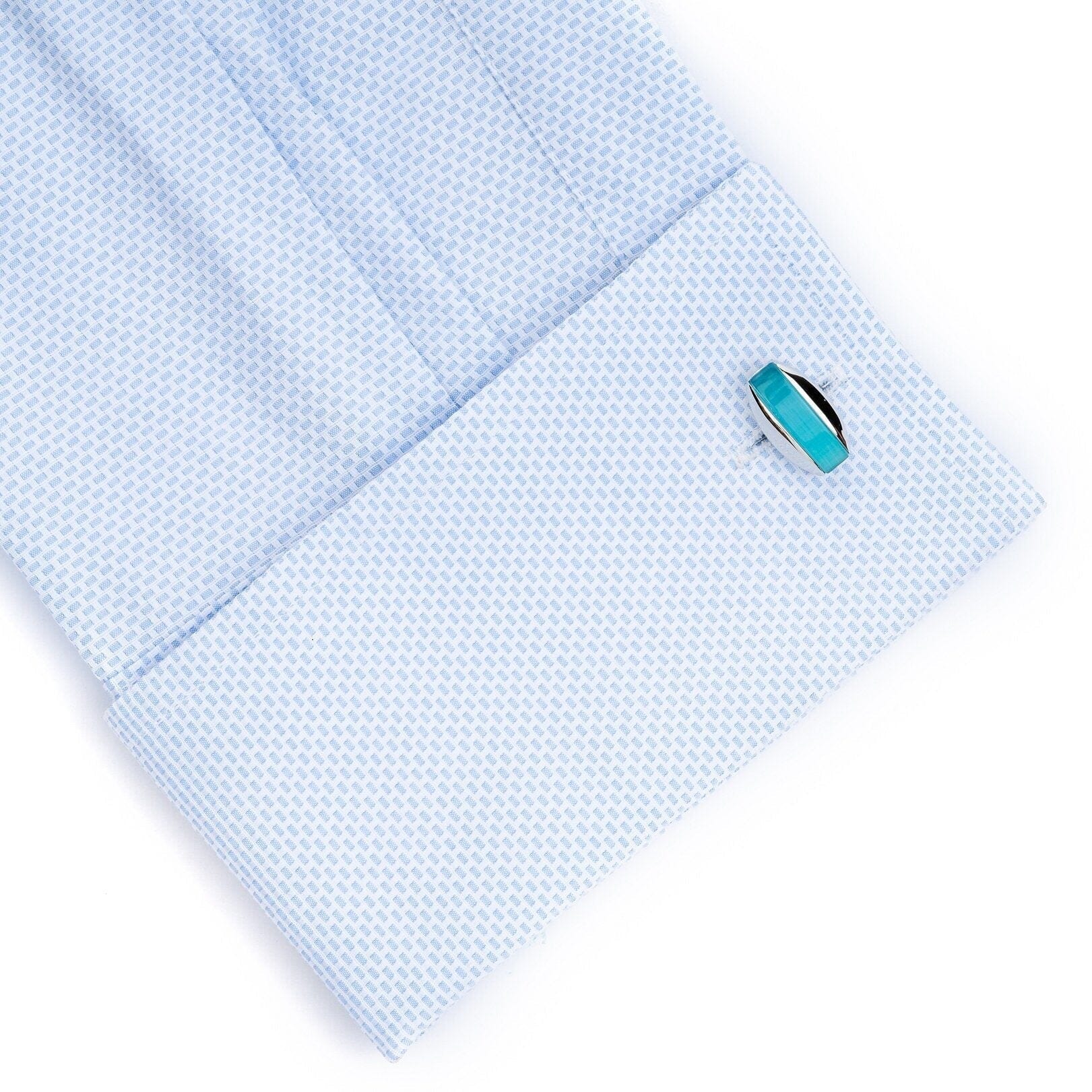 Aqua Blue Cateye Cufflinks Classic & Modern Cufflinks Clinks Australia 