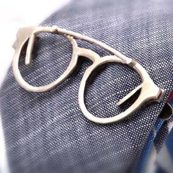 Silver Spectacles Tie Clip Tie Bars Clinks Silver Spectacles Tie Clip 