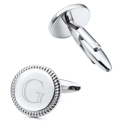 Silver Initial Round Cufflinks