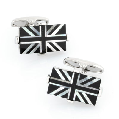 Union Jack - Flag of United Kingdom Cufflinks - Onyx & Mother of Pearl