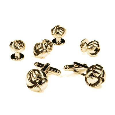 Gold Love knots Cufflinks and Stud Set