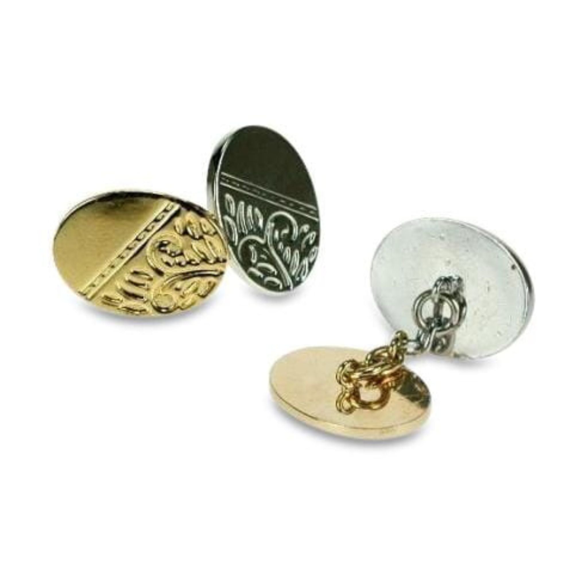 Gold or Silver Reversible (with chain) Cufflinks