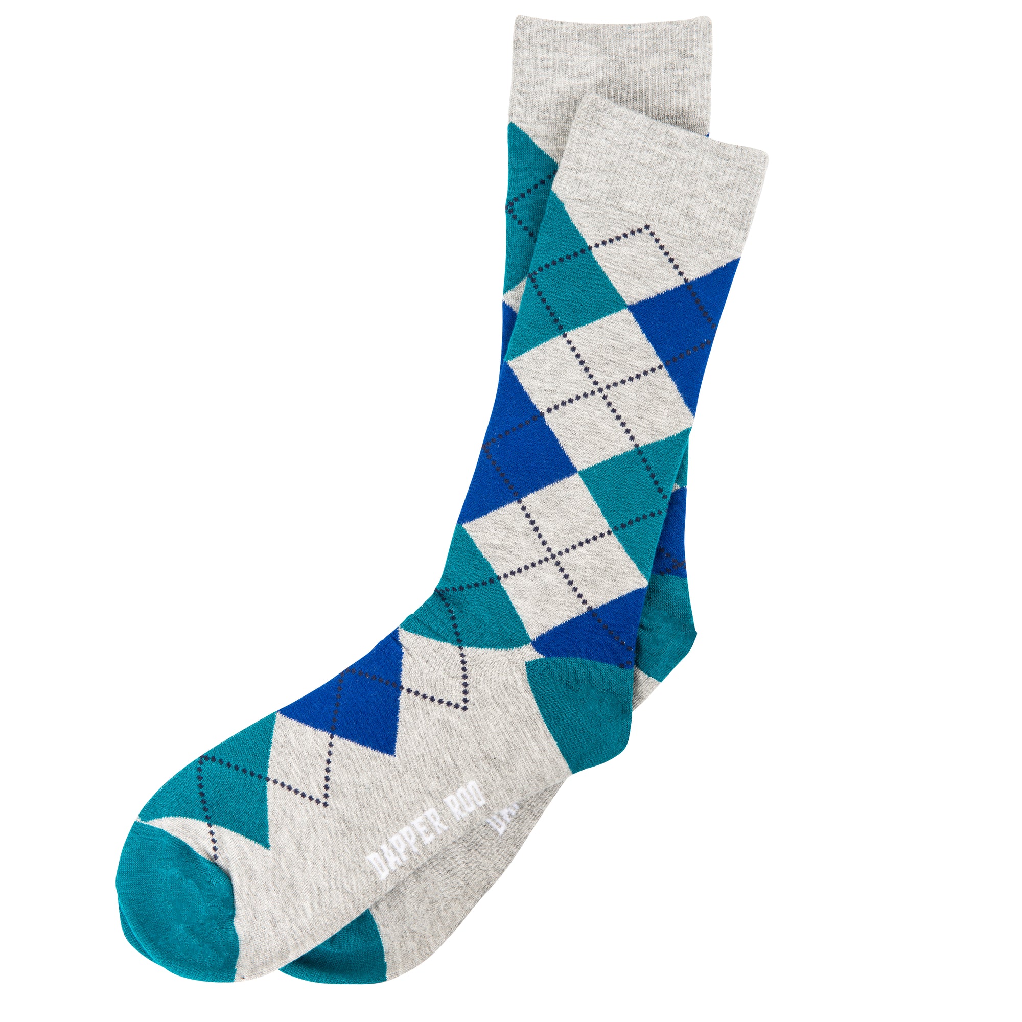 Argyle Tartan Grey Bamboo Socks by Dapper Roo, Socks, Tartan Grey, Navy, Heather Grey, Blue, SK2049, Men's Socks, Socks for Men, Clinks.com