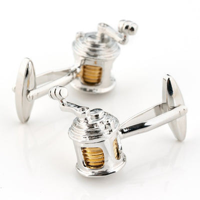 Silver Gold Fishing Reel Cufflinks