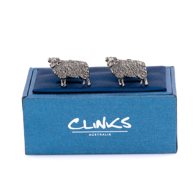 Ram Cufflinks in Antiqued Silver