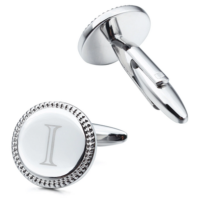 Silver Initial Round Cufflinks