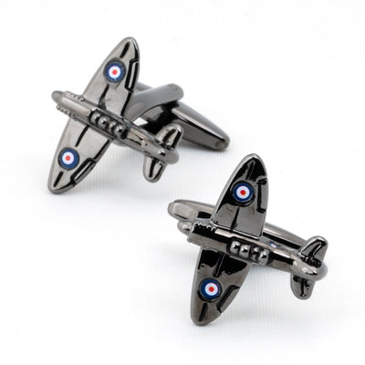 Spitfire Airplane Gunmetal Cufflinks