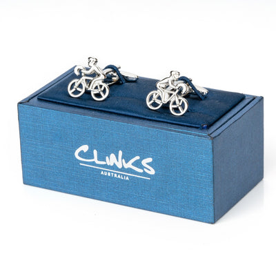 Silver Bicycle Cyclist Cufflinks