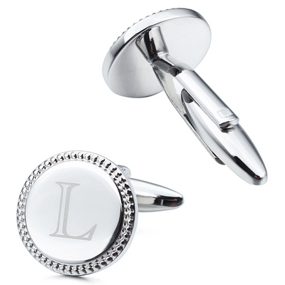 Silver Initial Round Cufflinks