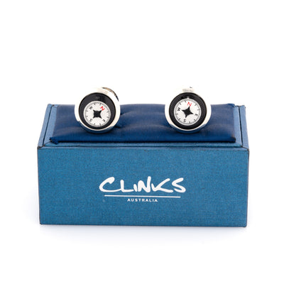 Working Compass Black & White Cufflinks