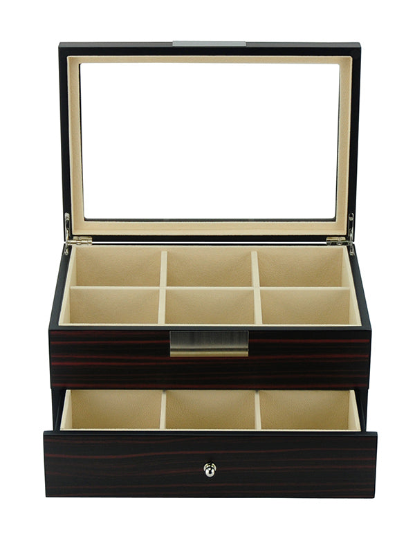 Ebony Wooden Tie Box for 12, Storage Boxes, CB5015, Tie Stotage Box, Cuffed, Clinks, Clinks Australia