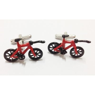 Red Triathlon Bike Cufflinks