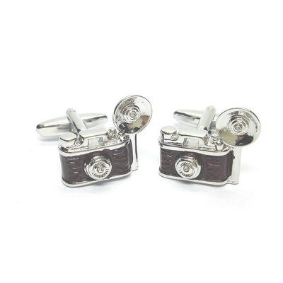 Retro Camera with Flash Bulb Cufflinks