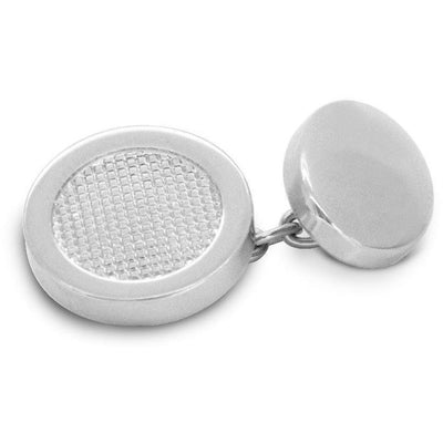 Round Silver Textured Chain Cufflinks