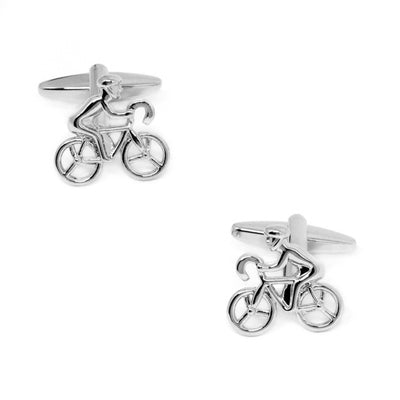 Silver Bicycle Cyclist Cufflinks