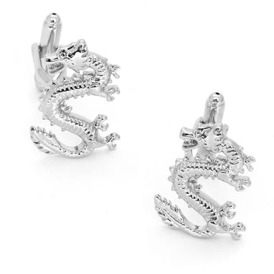 Silver Lucky Chinese Dragon Cufflinks