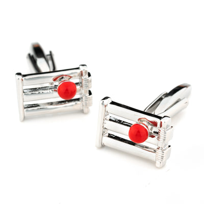 Cricket Wicket and Red Ball Cufflinks