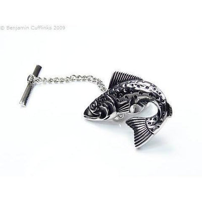 Spotted Brook Trout Tie pin, Brook Trout Tie pin, Tie Pin, Lapel Pin, Silver, Fish, ZBC2773, Clinks.com