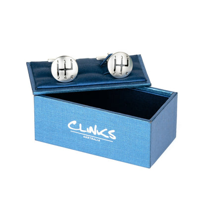 Brushed Silver Gear Shift Cufflinks