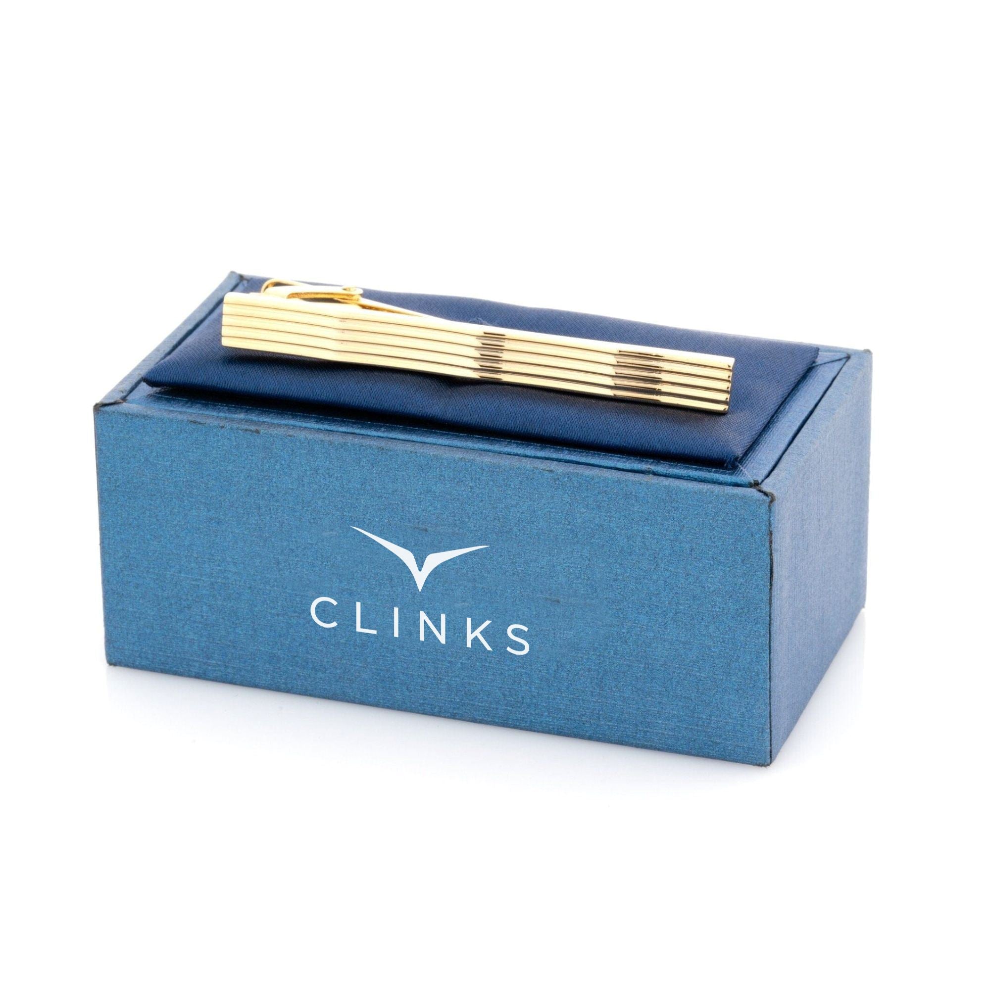 Gold Lines with Waves Tie Clip Tie Bars Clinks 
