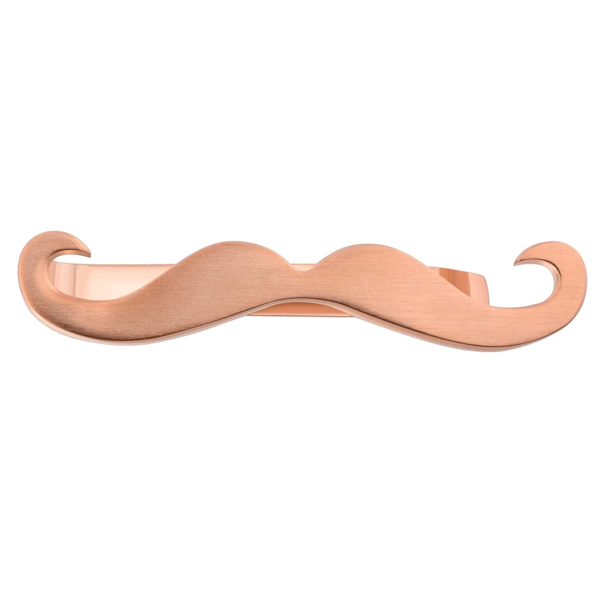 Moustache Tie Bar in Brushed Rose Gold Tie Bars Clinks Australia 