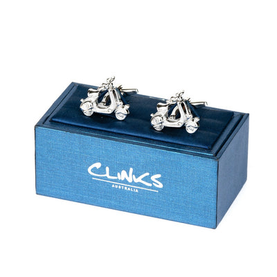 Silver 3D Vespa Scooter Cufflinks