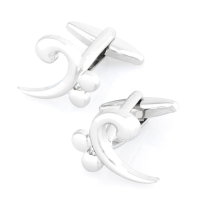 Bass Clef Silver Cufflinks