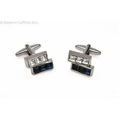 Two Bar Blue Crystals Cufflinks