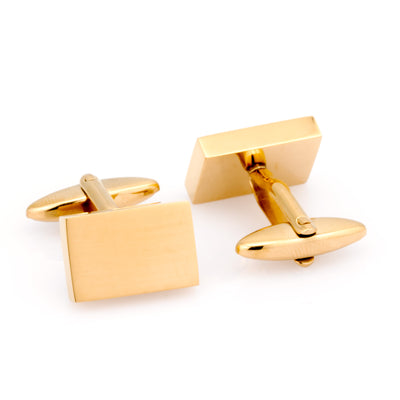 Shiny Gold Rectangle Engravable Cufflinks