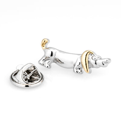 Sausage Dog Lapel Pin in Gold and Silver