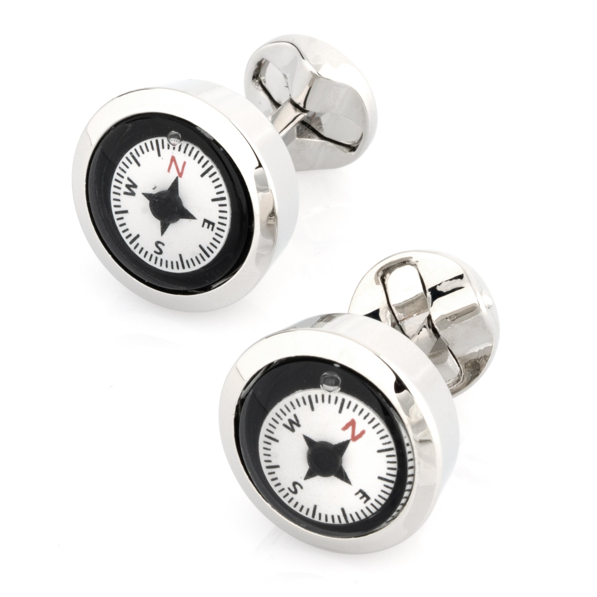 Working Compass Black & White Cufflinks