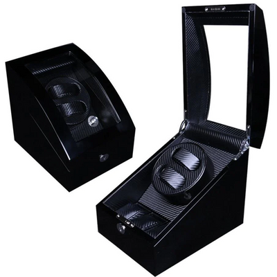 Avoca Watch Winder Box for 2 + 2 Watches in Black