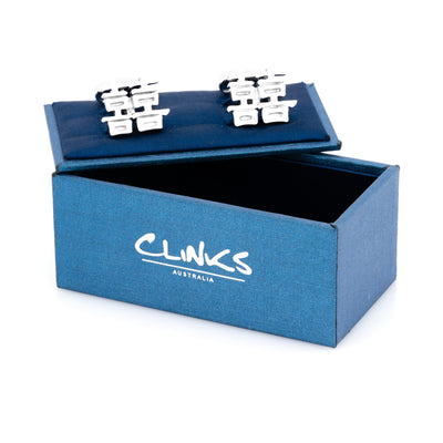Silver Double Happiness Cufflinks