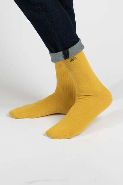 Yellow Ribbed Socks