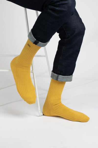 Yellow Ribbed Socks