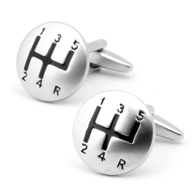 Brushed Silver Gear Shift Cufflinks