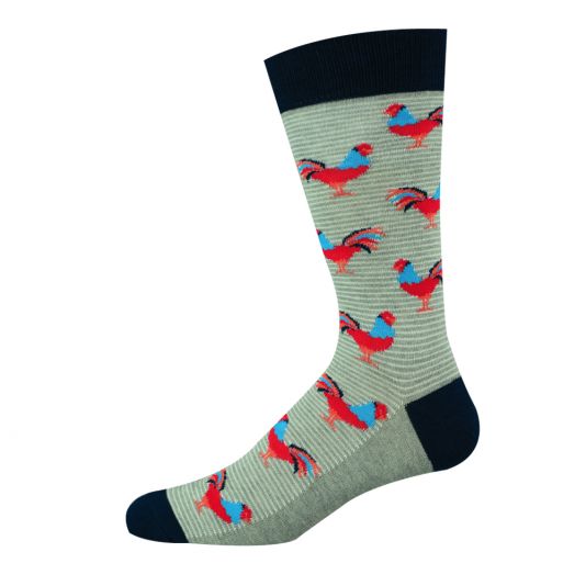 Mens Lookin' Good Rooster Sock, Socks, Bamboozld, Bamboo, Cotton, Spandex, Grey, SK1504, Men's Socks, Socks for Men, Clinks.com