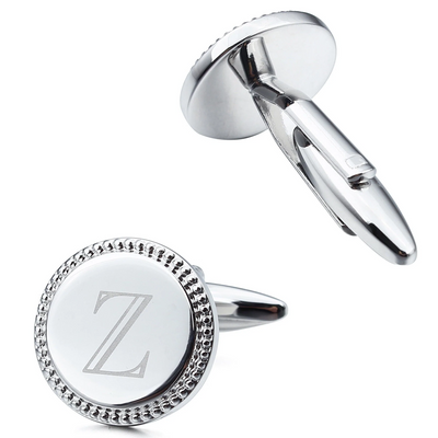 Silver Initial Round Cufflinks