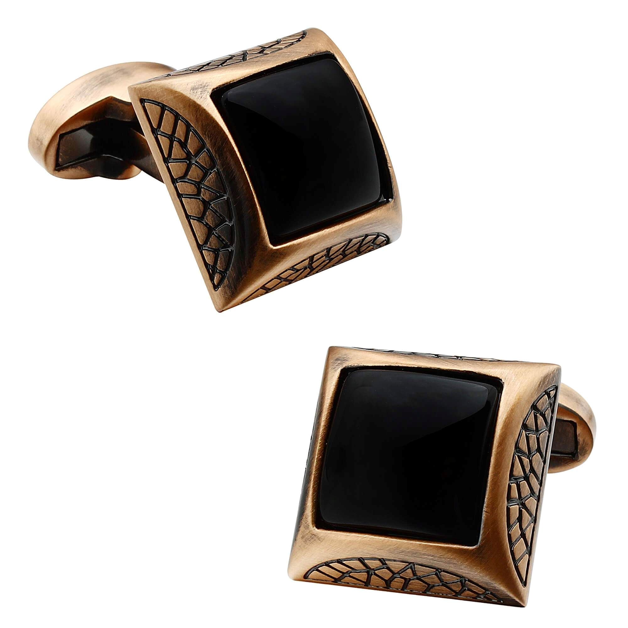 Onyx in Antique Copper Cufflinks Classic & Modern Cufflinks Clinks Australia 