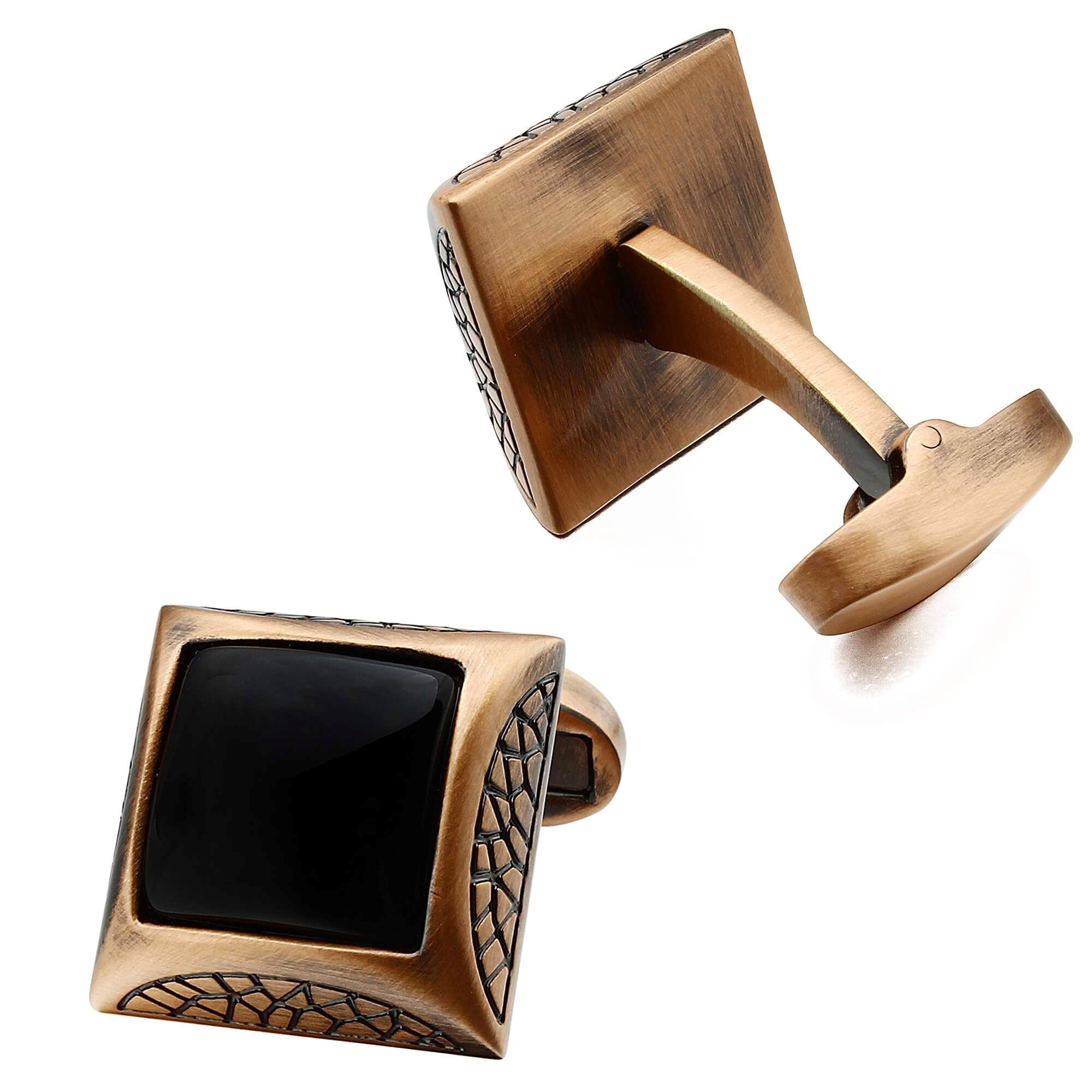Onyx in Antique Copper Cufflinks Classic & Modern Cufflinks Clinks Australia 